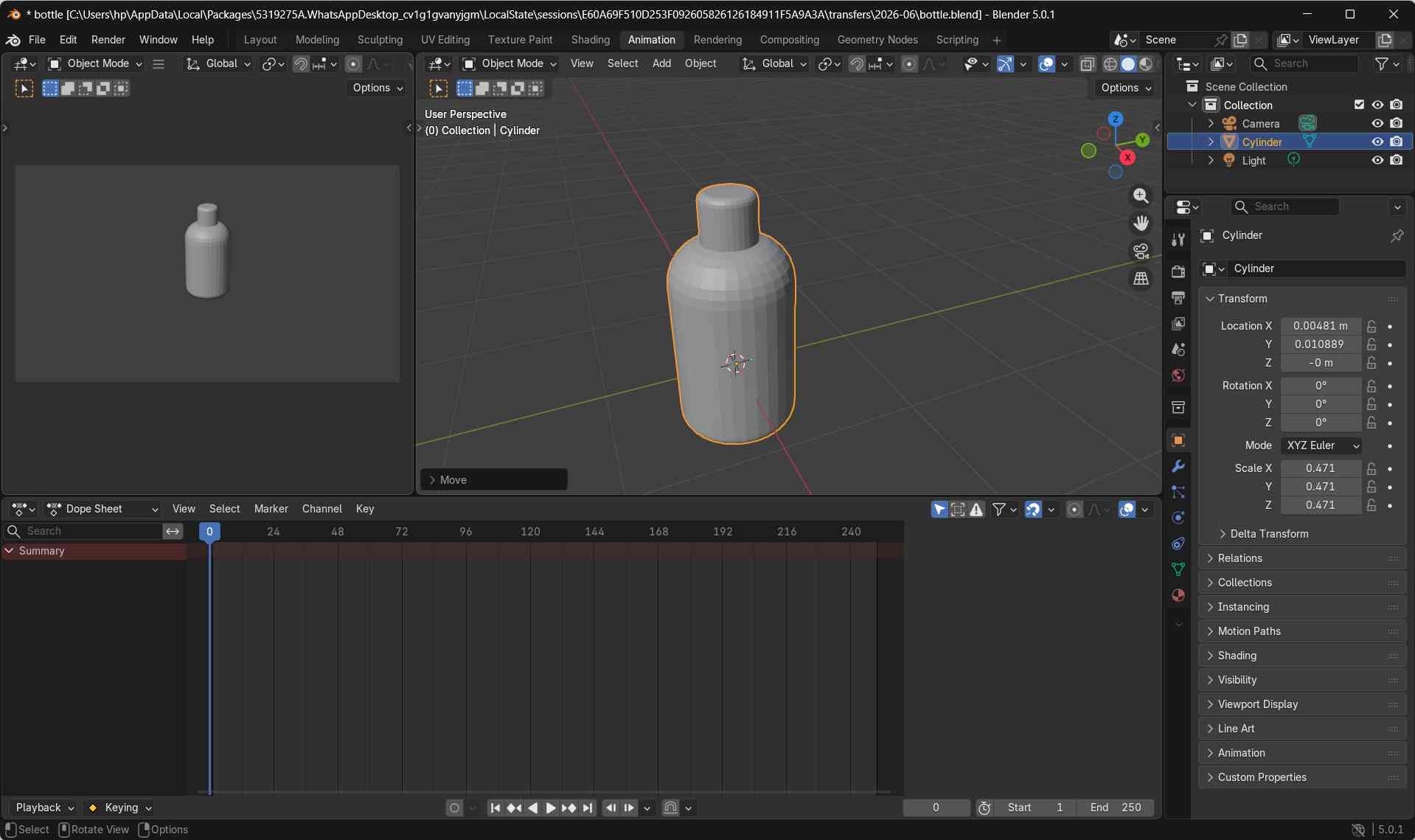 Blender Animation workspace